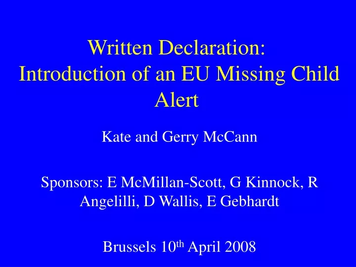 written declaration introduction of an eu missing child alert