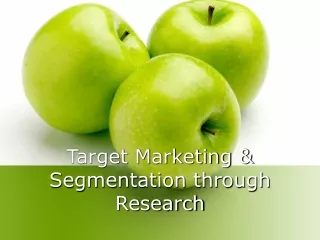 Target Marketing &amp; Segmentation through Research