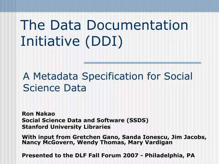 the data documentation initiative ddi