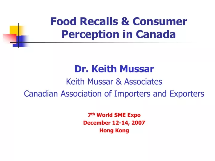 food recalls consumer perception in canada