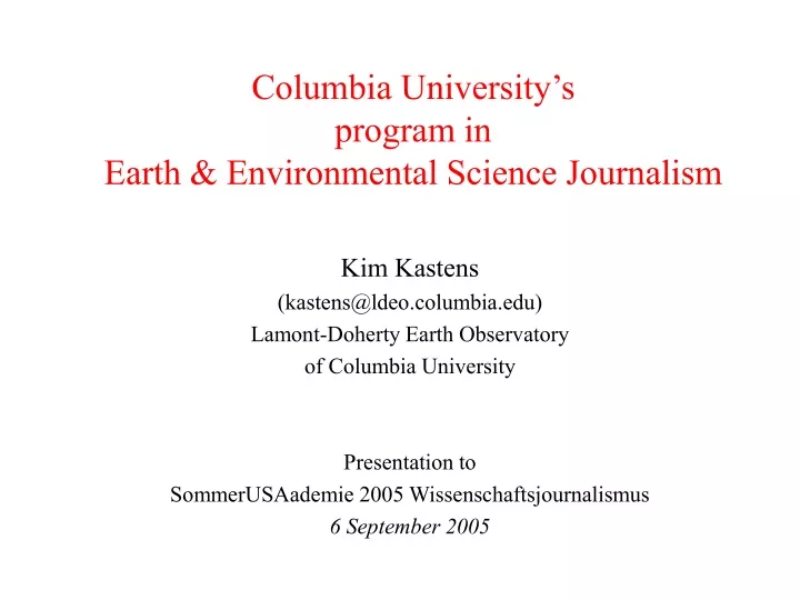 columbia university s program in earth environmental science journalism