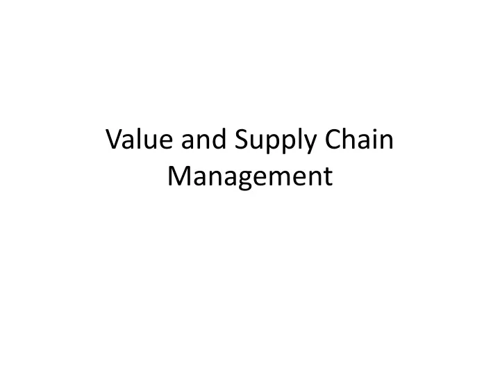 value and supply chain management