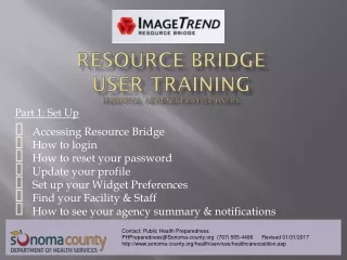 Resource Bridge  User Training Hospital Administrator users