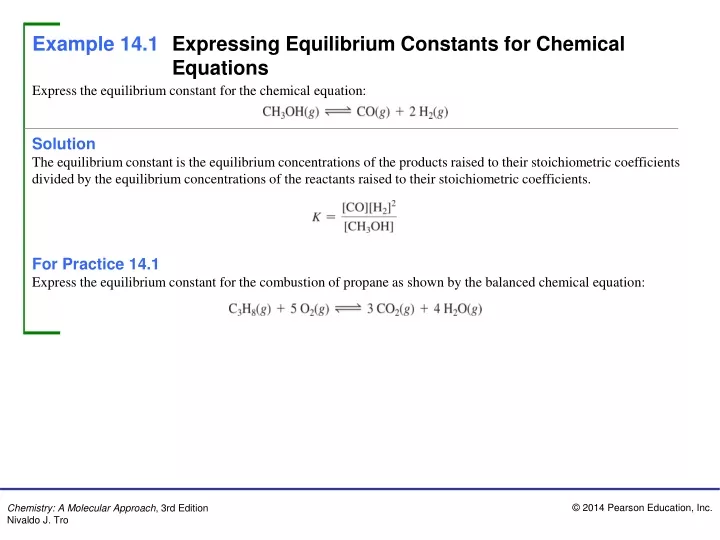 example 14 1 expressing equilibrium constants