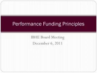 Performance Funding Principles