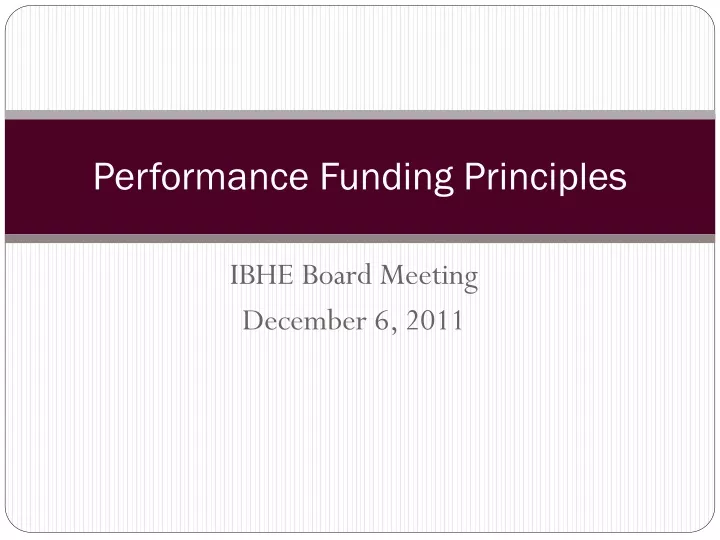 performance funding principles