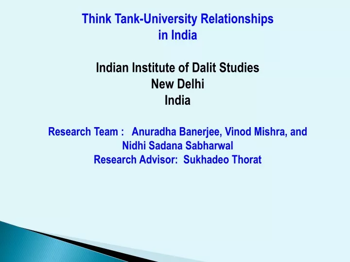 think tank university relationships in india