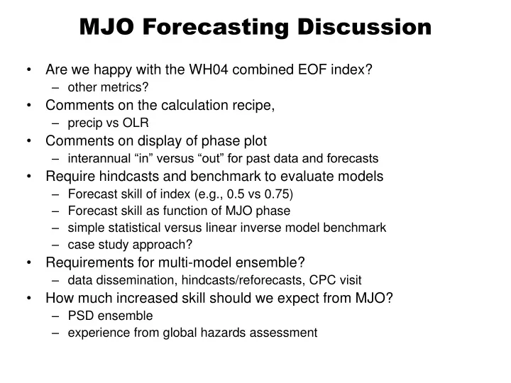 mjo forecasting discussion