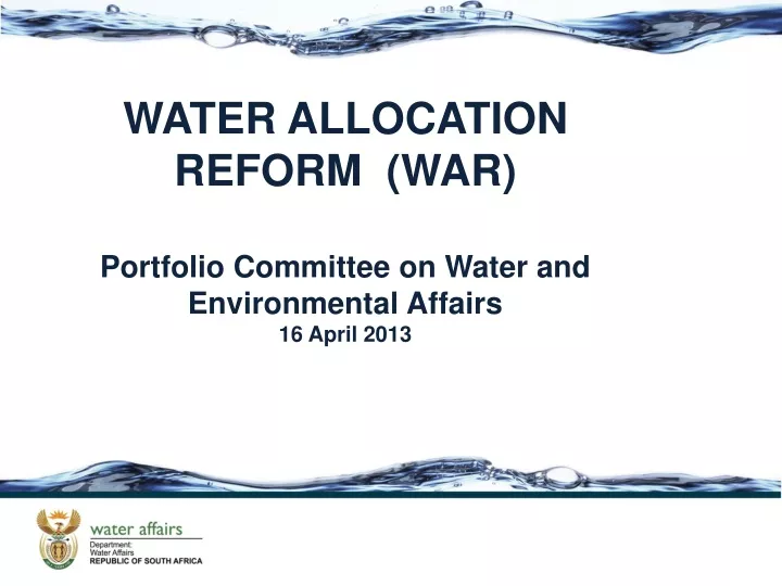 water allocation reform war portfolio committee