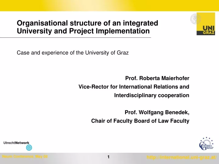 organisational structure of an integrated university and project implementation