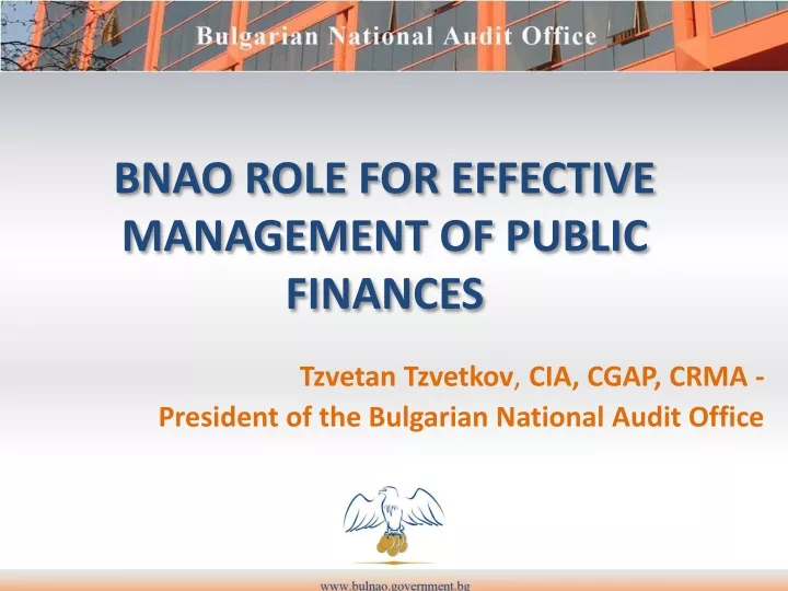 bnao role for effective management of public finances
