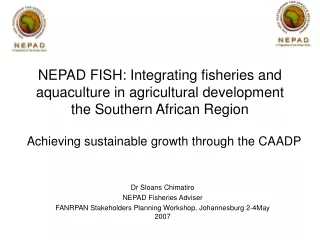 Achieving sustainable growth through the CAADP