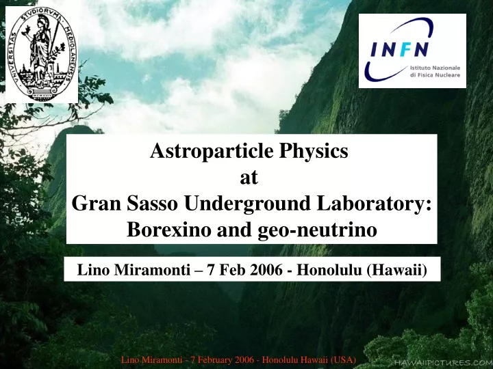 astroparticle physics at gran sasso underground