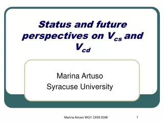 Status and future perspectives on V cs  and V cd