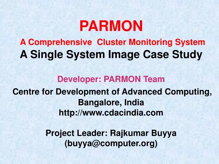 parmon a comprehensive cluster monitoring system