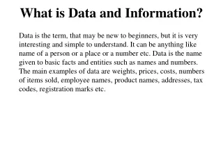 What is Data and Information?