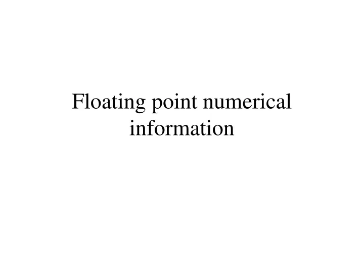 floating point numerical information