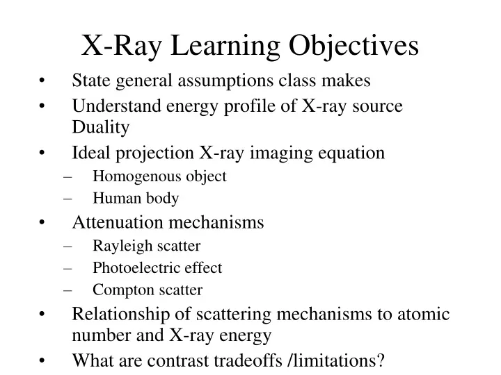 x ray learning objectives