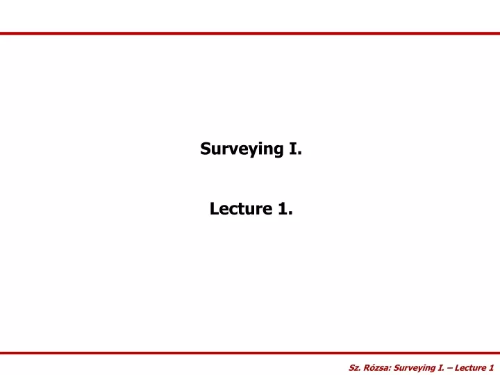 surveying i lecture 1