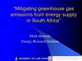 “Mitigating greenhouse gas emissions from energy supply in South Africa”