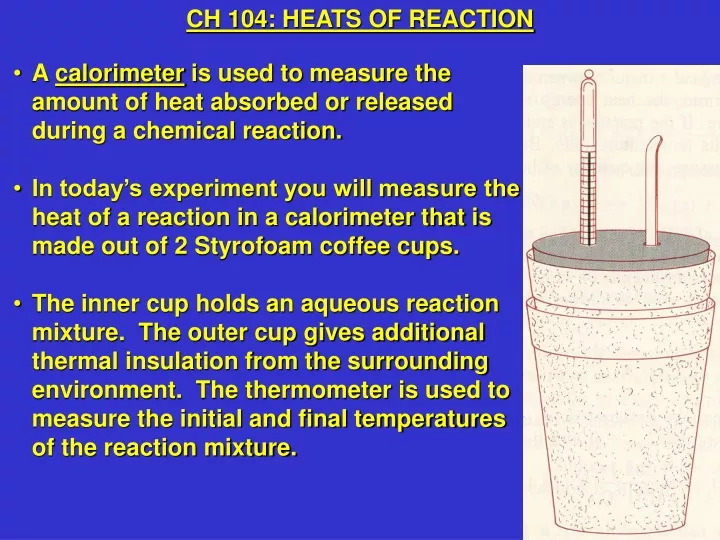 ch 104 heats of reaction