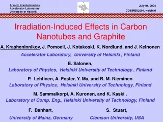 Irradiation-Induced Effects in Carbon Nanotubes and Graphite