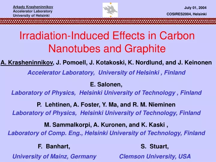 irradiation induced effects in carbon nanotubes and graphite