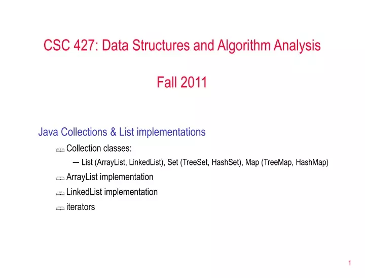 csc 427 data structures and algorithm analysis