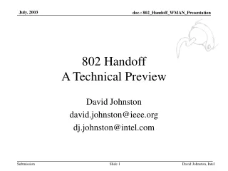 802 Handoff A Technical Preview