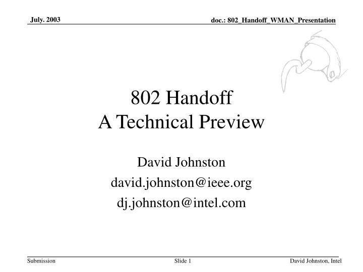802 handoff a technical preview