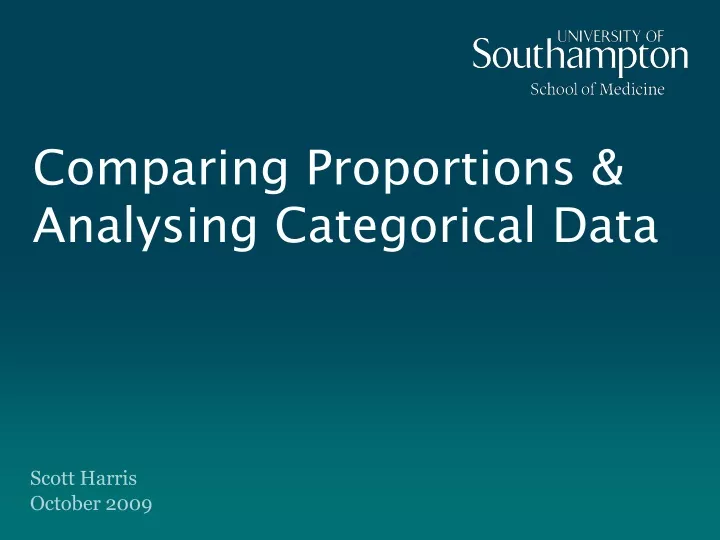 comparing proportions analysing categorical data