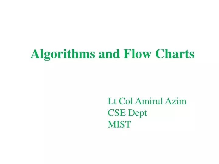algorithms and flow charts