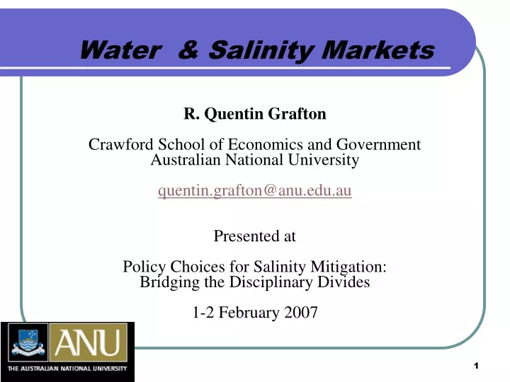 water salinity markets r quentin grafton crawford