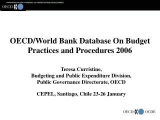 OECD/World Bank Database On Budget Practices and Procedures 2006