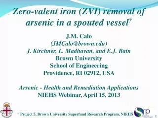 Zero-valent iron (ZVI) removal of arsenic in a spouted vessel †