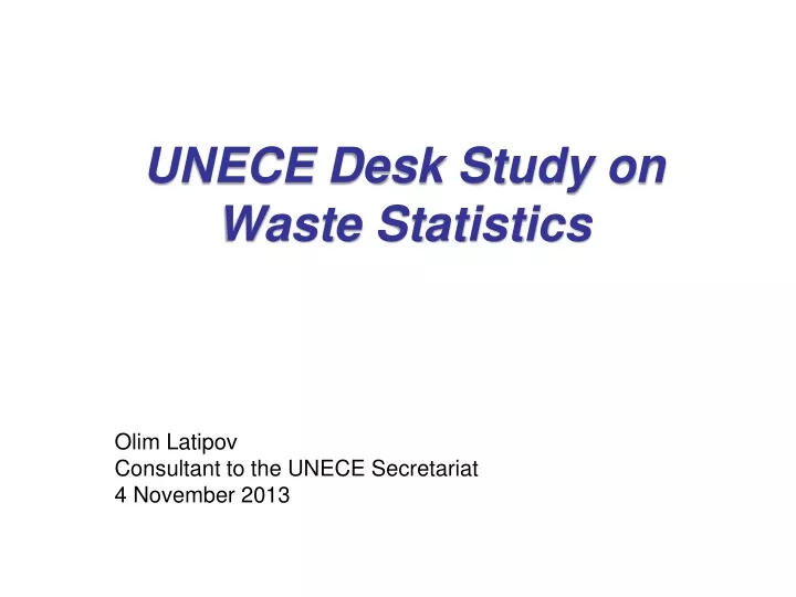 unece desk study on waste statistics