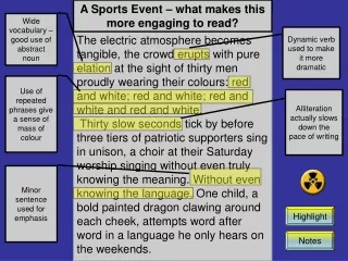 A Sports Event – what makes this more engaging to read?