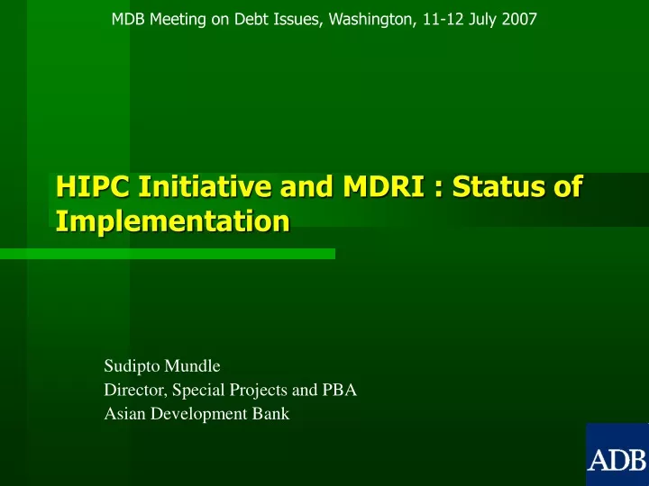 hipc initiative and mdri status of implementation