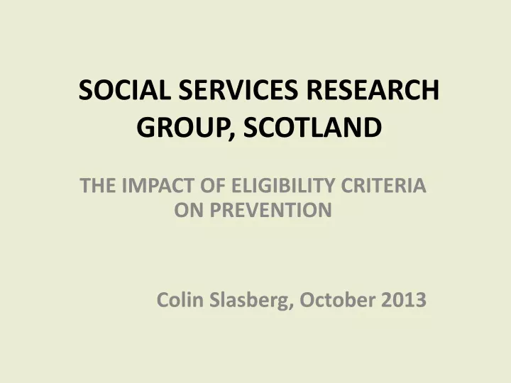 social services research group scotland