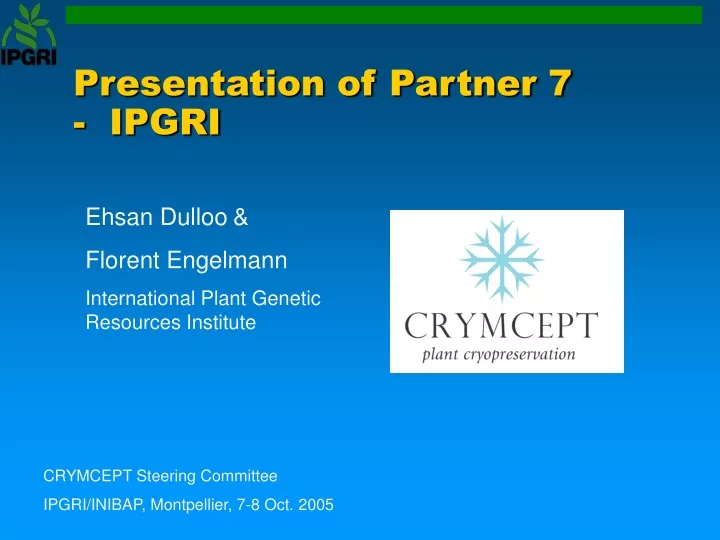 presentation of partner 7 ipgri