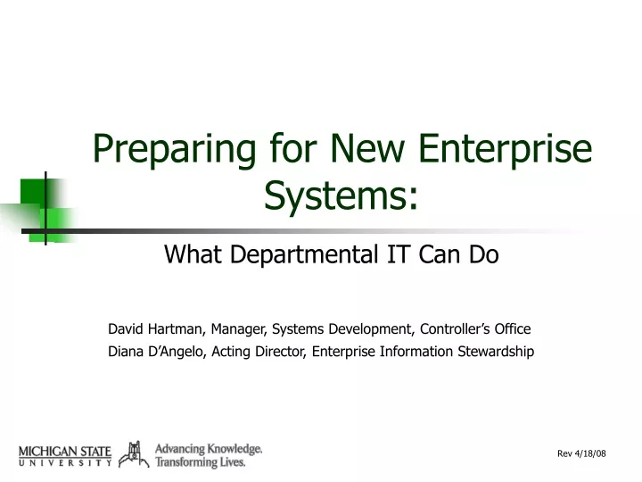 preparing for new enterprise systems