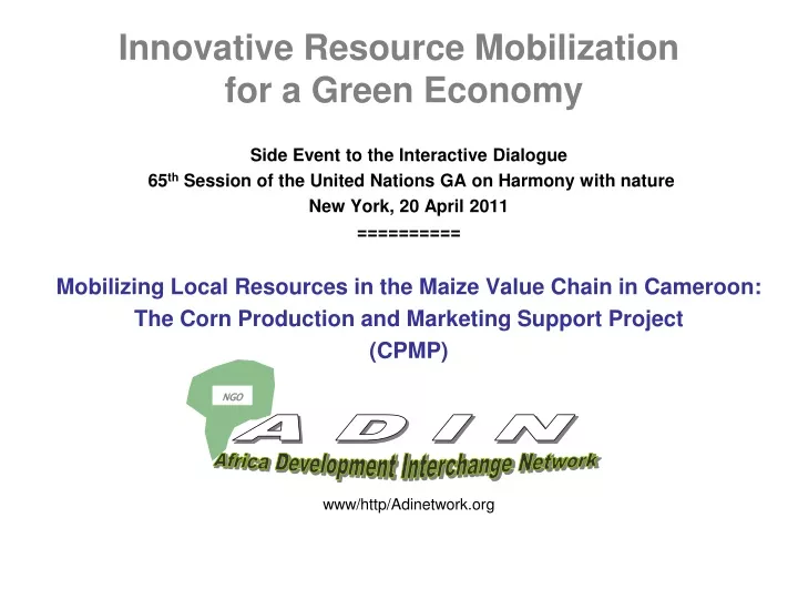 innovative resource mobilization for a green economy