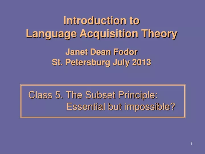 introduction to language acquisition theory janet