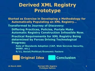Derived XML Registry Prototype