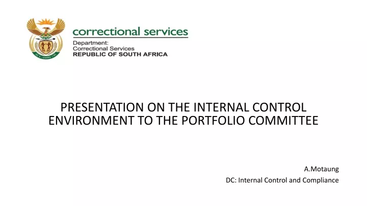 presentation on the internal control environment