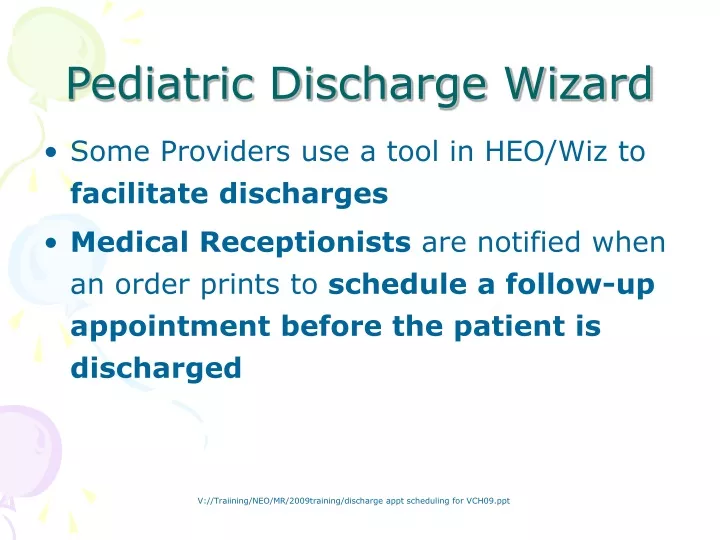 pediatric discharge wizard