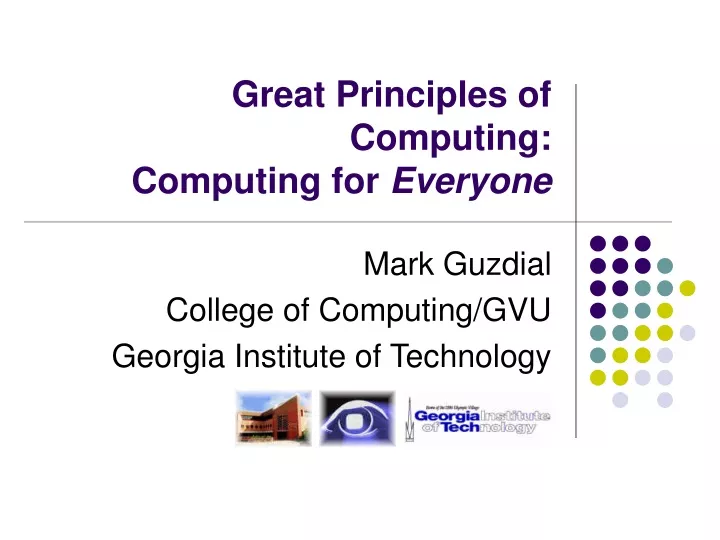 great principles of computing computing for everyone