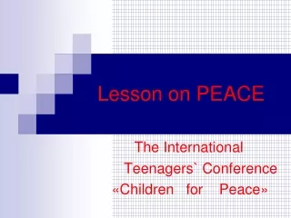 Lesson on PEACE