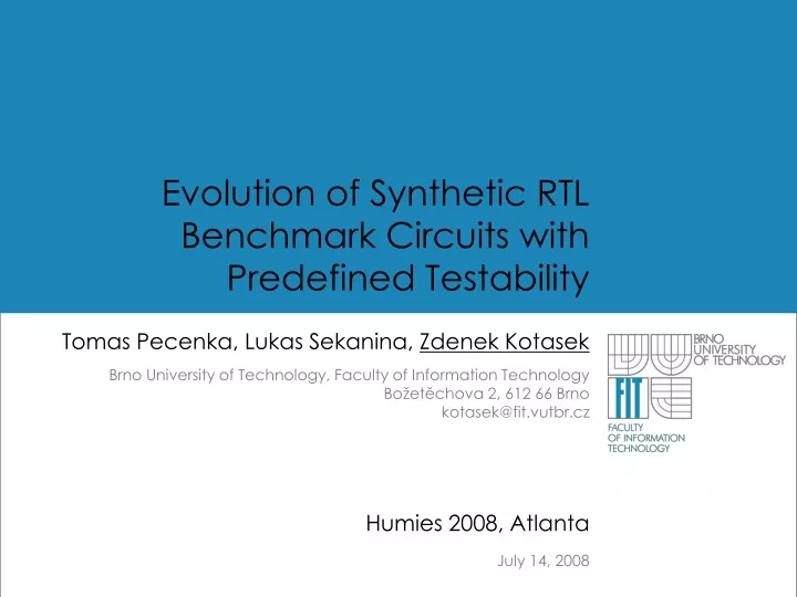evolution of synthetic rtl benchmark circuits