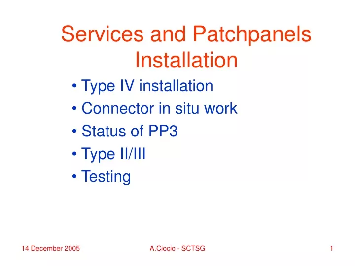 services and patchpanels installation
